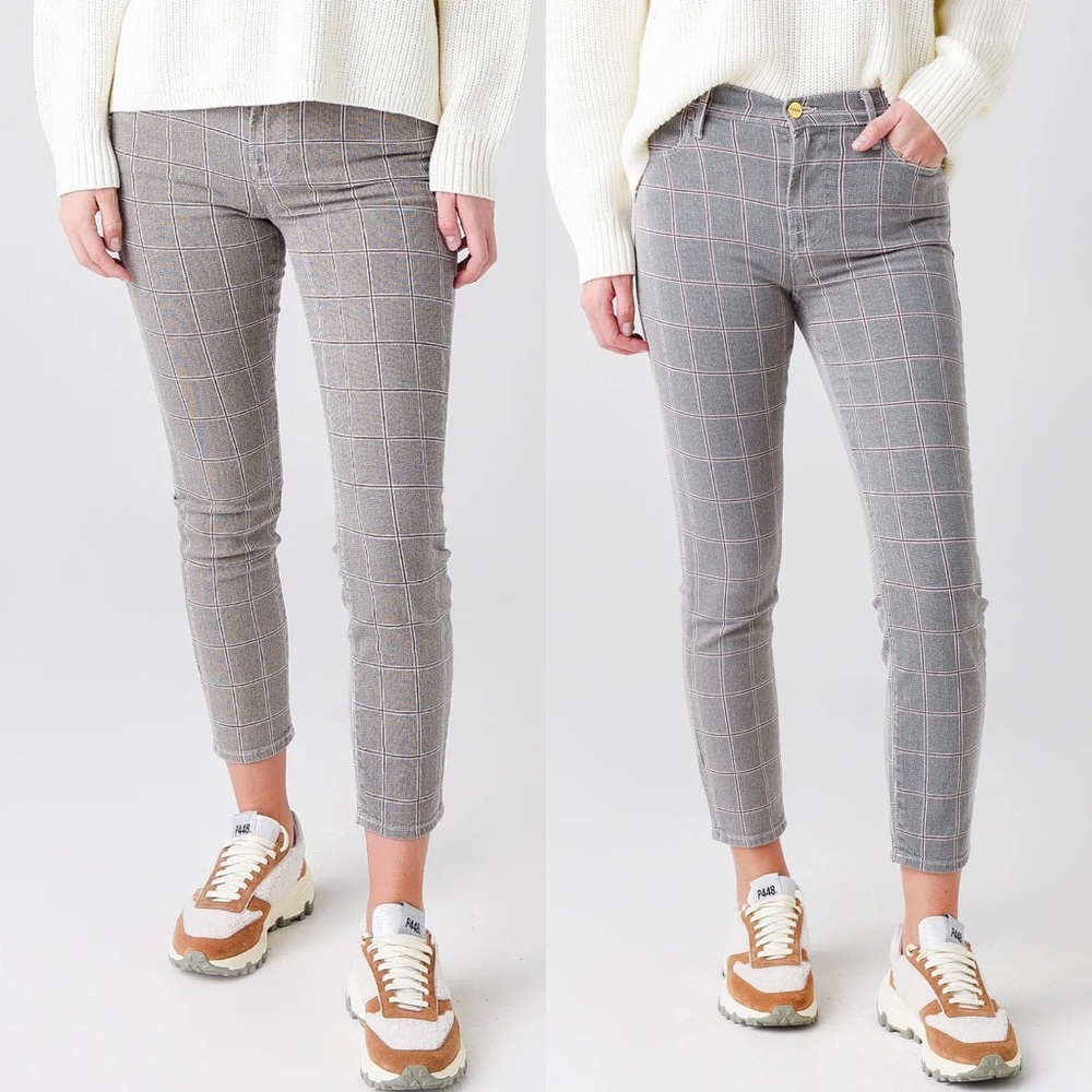 🍂 FRAME GREY PLAID LE HIGH SKINNY CROPPED PANTS!